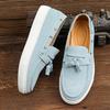 Trendy Men's Velvet Bean Shoes Slip-On Casual Loafers Round Toe Breathable Synthetic Leather Rubber Bottom  Shoes