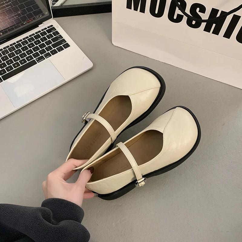 Fashion Womens Loafers Shoes Clogs Platform Round Toe Casual Female Sneakers Flats Oxfords British Style Autumn Shallow Mouth Slip-on Cr