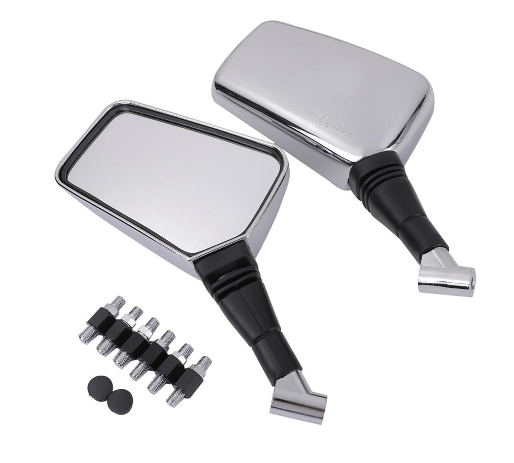 Custom Motorcycle Mirrors and Right with 8mm and 10mm Mounting Screws and Adapters Universal Fit for Super and Other Scooters (Left Set) Included.