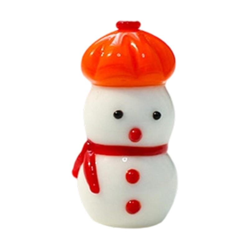 Miniature Snowman Reindeer Table Ornament Blown Glass Craft Christmas Figurine For Festives Season Decorating Accessory