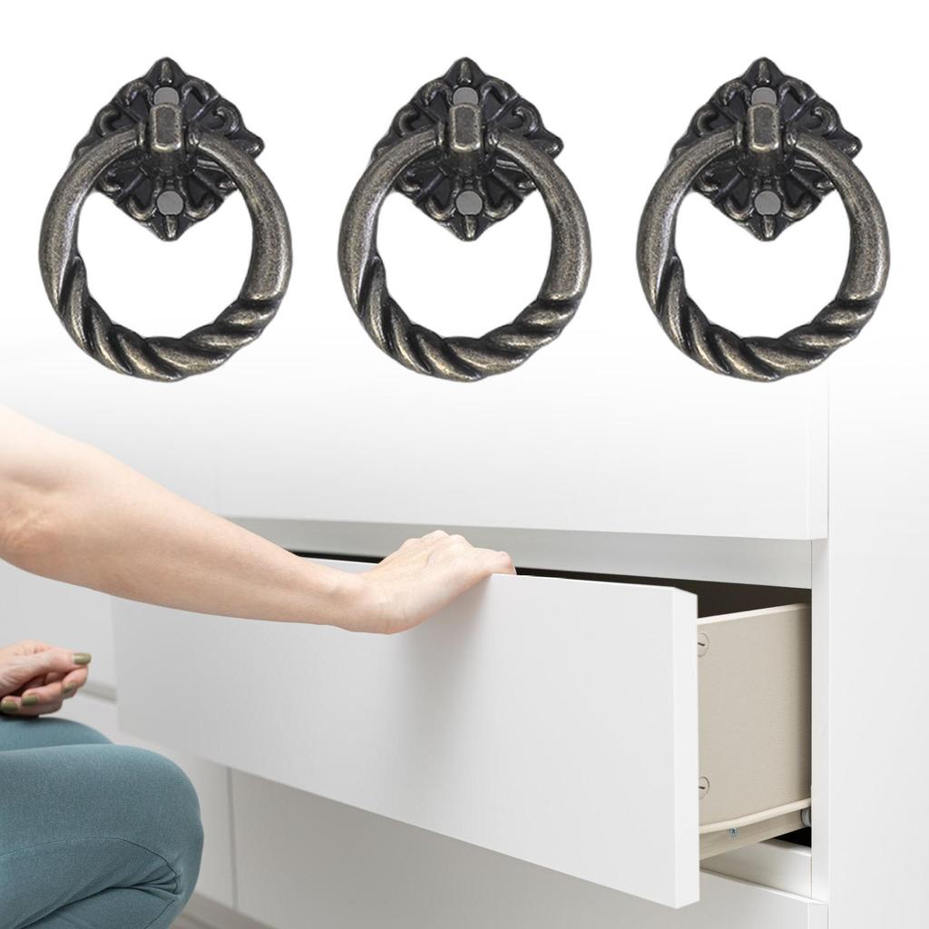 Antique Metal Ring Pulls Vintage Style Handles Decorative Drawer Handles Decorative Pulls Set for Furniture & Cabinets