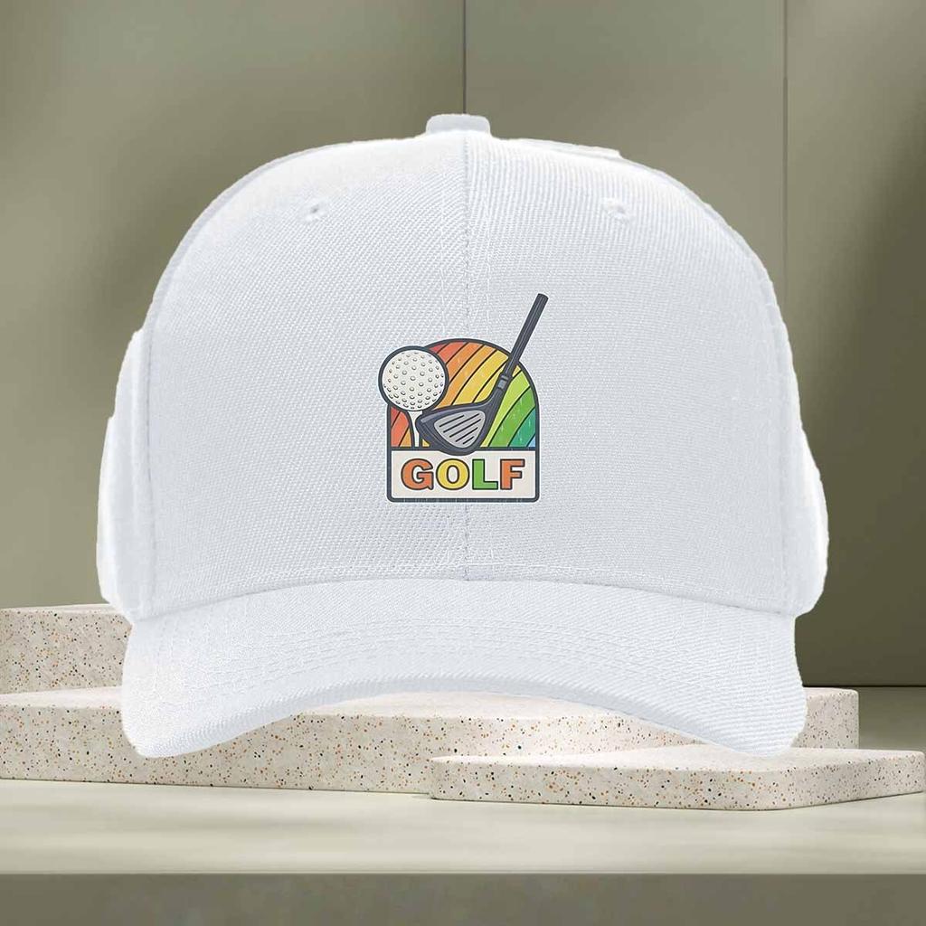 Colorful Rainbow Golf Graphic Baseball Cap Adjustable PolyCotton Casual Sport Hat for Adults