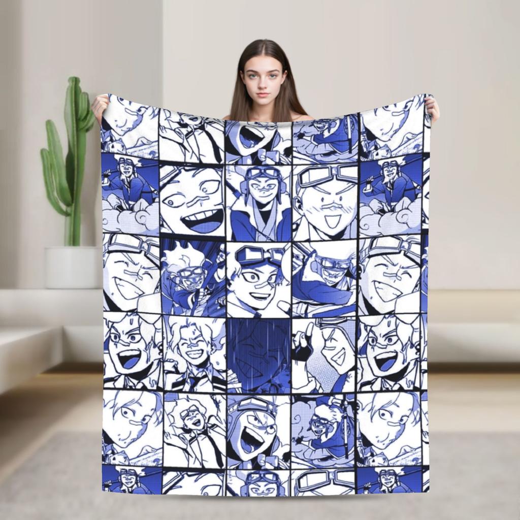 My Hero Academia Deku Izuku Knitted Blanket Coral Fleece Plush Super Warm Throw Blankets for Airplane Travel Bed Rug