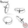Bamoer Vintage Cross Open Ring 925 Sterling Sliver Embossed Patterns Finger Adjustable Size 5-9 Rings For Party Jewelry