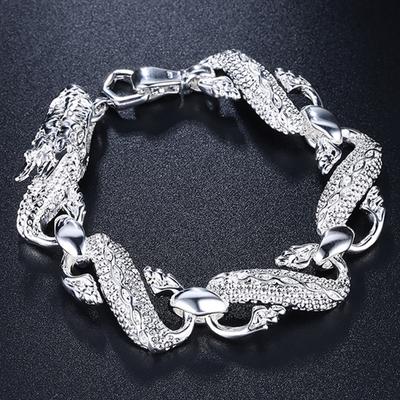 Bracelets Dragon blanc en argent 925 pour femmes et hommes, bijoux de fête en argent, cadeaux