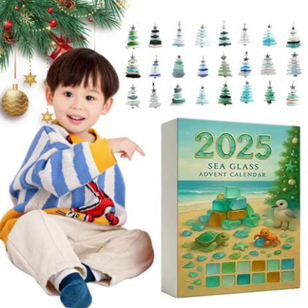 Acryl Seeglas Weihnachts-Adventskalender Baumform Weihnachtsbaum Anhänger Mittelstück