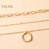 3Pcs Layered Stackable Choker Necklace Exquisite Circle Pendant Clavicular Chain Jewelry for Women Teen Girls Hypoallergenic Versatile Sweet Necklace