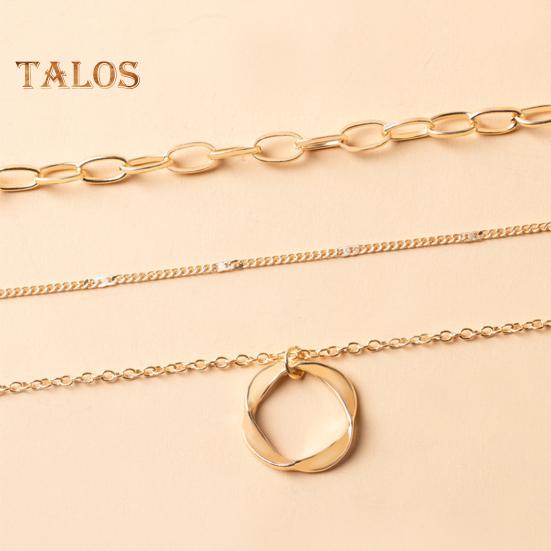 3Pcs Layered Stackable Choker Necklace Exquisite Circle Pendant Clavicular Chain Jewelry for Women Teen Girls Hypoallergenic Versatile Sweet Necklace