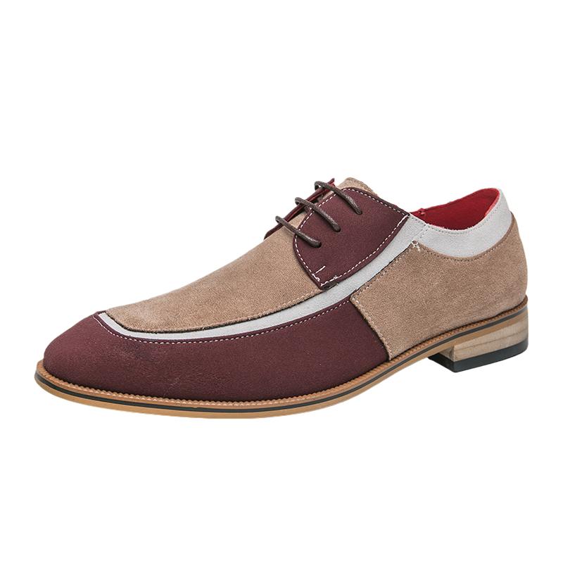 2024 Men New Oxford Shoes Color Block Cow Suede Casual Dress Man Lace Up Shoes  Walk Sneakers Daily Commute Casual Leather Shoes