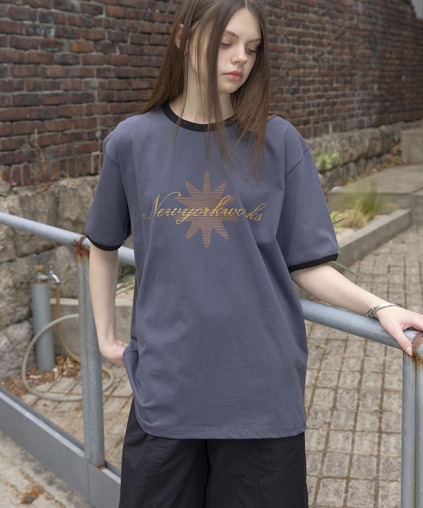 Nyuyogwogseu Unisex Contrast Ringer Short Sleeve T-Shirt_Charcoal