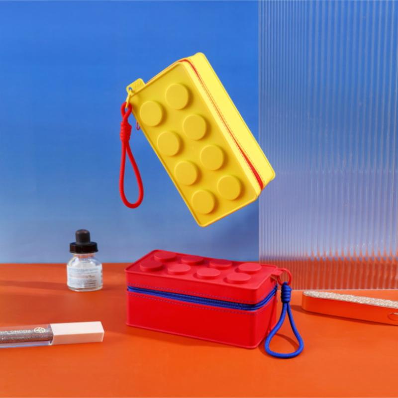 Creative Building Block Shaped Handbag Pen Storage Bag With Rope Portable Stationery Organizer Pencil Case Sundries Organizer