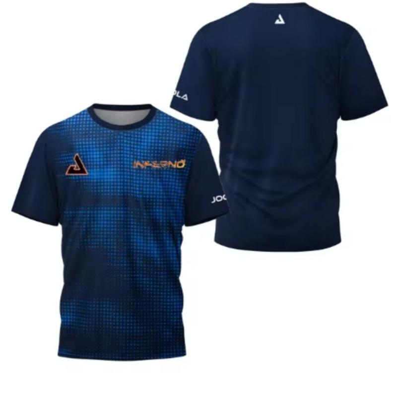 Men's T-shirt Summer Fashion Table Tennis Flower Printed Short Sleeved Badminton Tennis Quick Drying Short Sleeved Men'