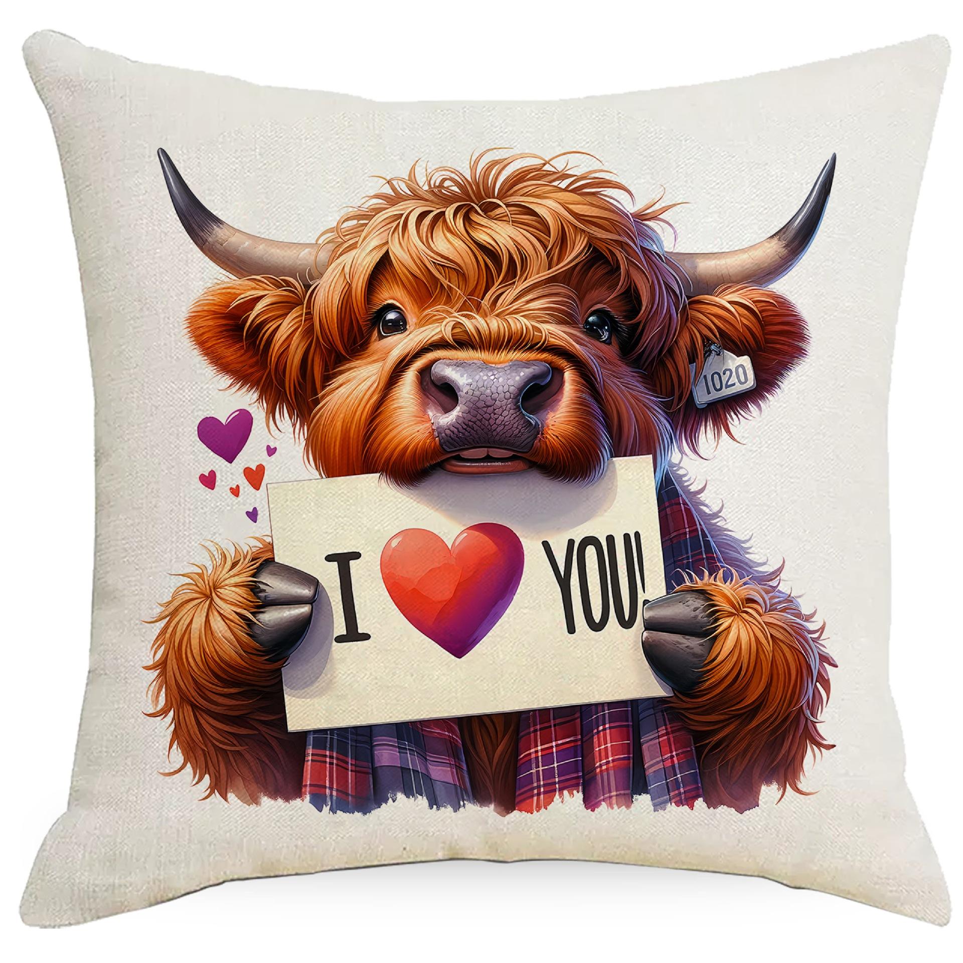 

Valentine S Day Pillow Cover Cute Niu Niu Creative Letters Love Print Pillow Atmosphere Ornament Premium Durable 45 * 45Cm