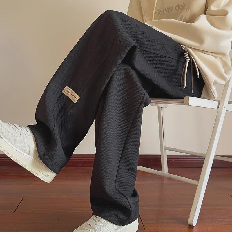 Men's American Retro Japanese-Style Oversized White Wide-Leg Pants