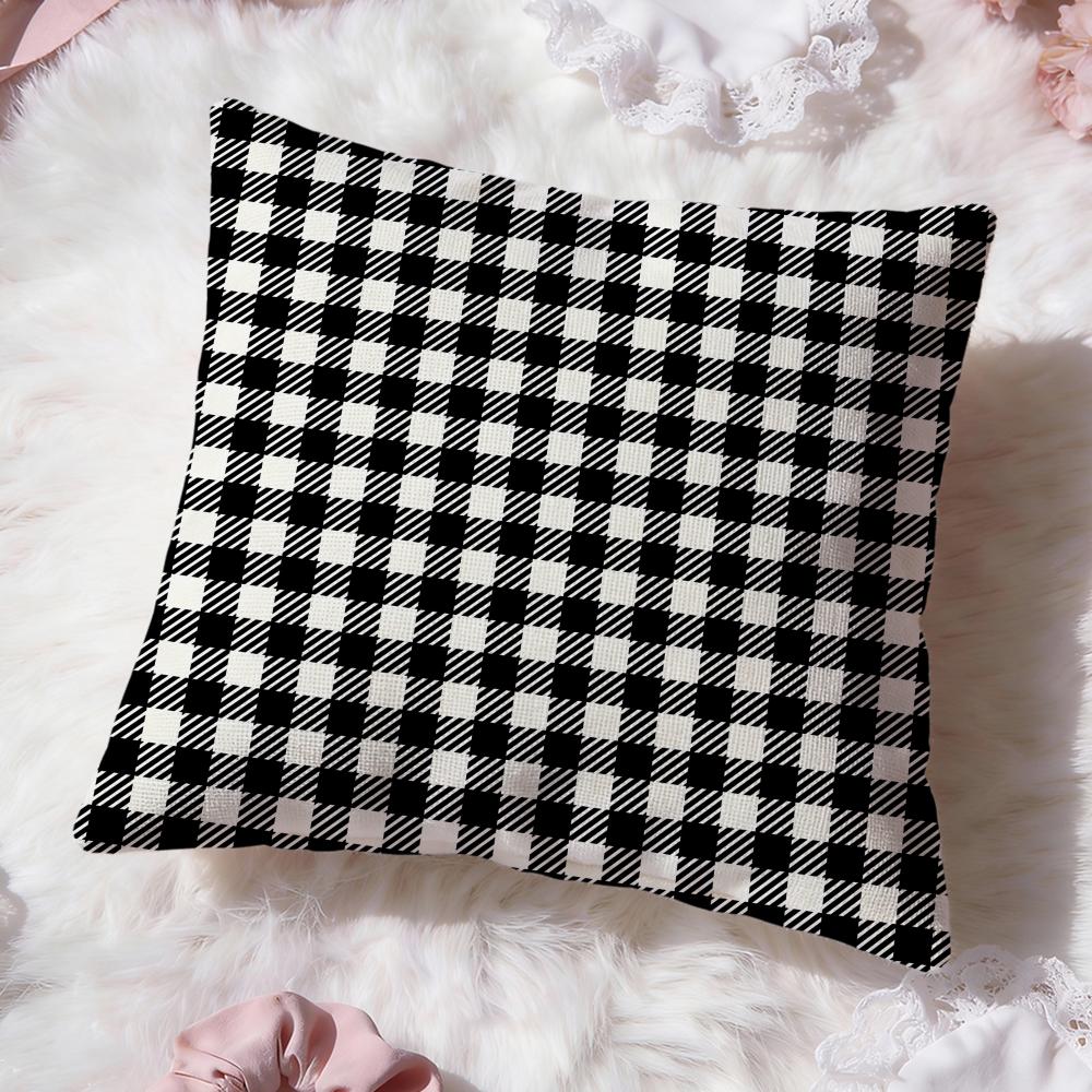 Checkered pattern Cushion Cover Premium Comfort Reversible Pillow Cove Two in One Design for Any Room Car Interior