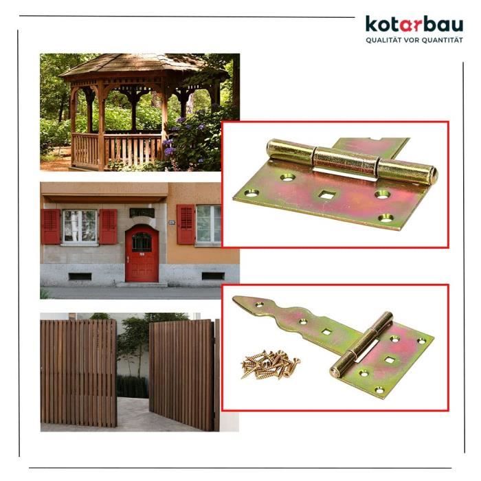 Charnière en T Décorative 150 mm Galvanisé Jaune - KOTARBAU®