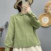 Spring 2026 Women's Corduroy Lapel Cardigan Blouse, Solid Color, Long Sleeve