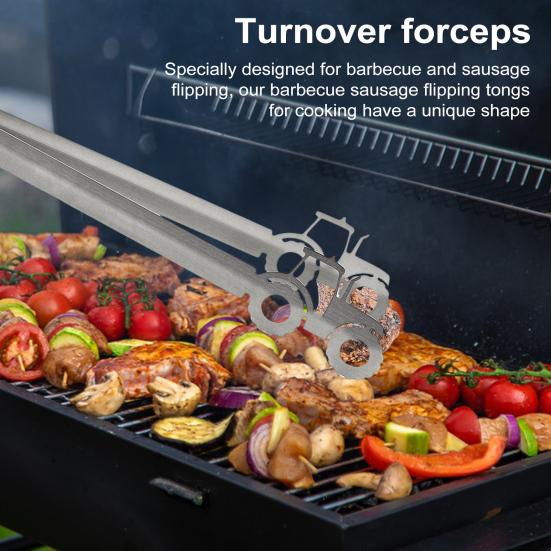 BBQ Tongs Stainless Steel Kitchen Tongs Heat Resistant Non-Slip Grip Metal Pliers for Grilling Rust-Proof Barbecue Clamps for Picnic Camping Cooking
