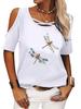 Dámské módní tričko s krátkým rukávem Ležérní s kulatým výstřihem Letní tričko s potiskem Odhalující ramena Top