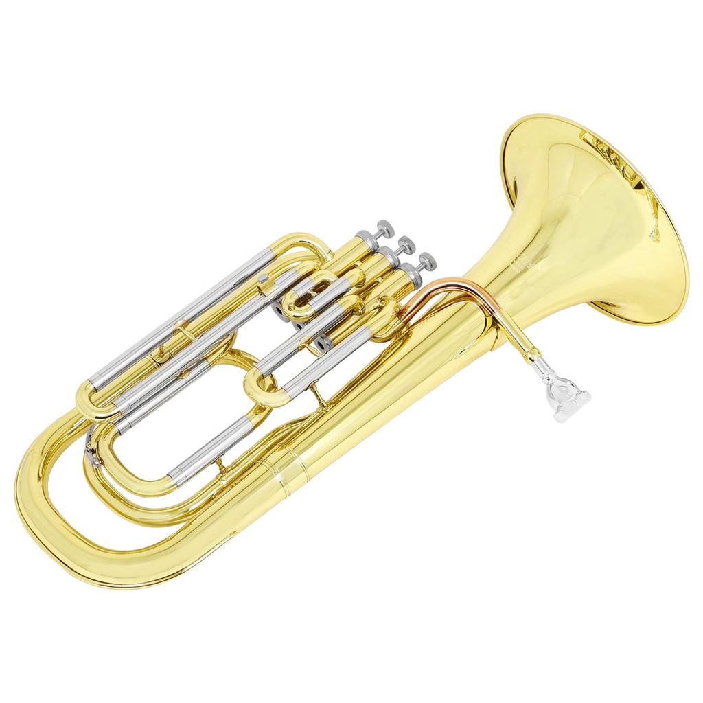Bb Flat Tenor Horn 3-key Vertical Key Tenor Horn Bb White copper+Brass Tube Pro Tenor Baritone with Case Gloves Back Straps