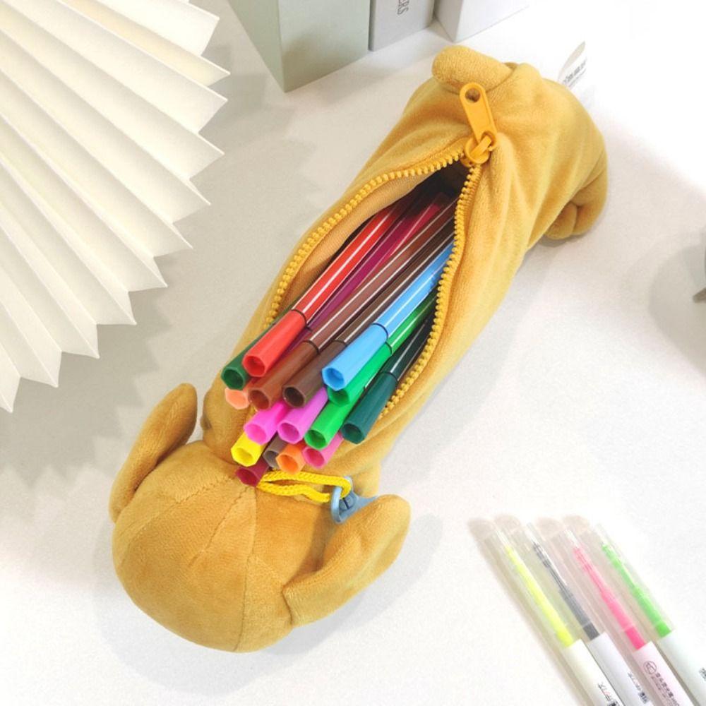 Cute Dogs Pencil Bag Soft Plush Stationery Storage Bag Creative Puppy Pencil Pouch Girl Boy