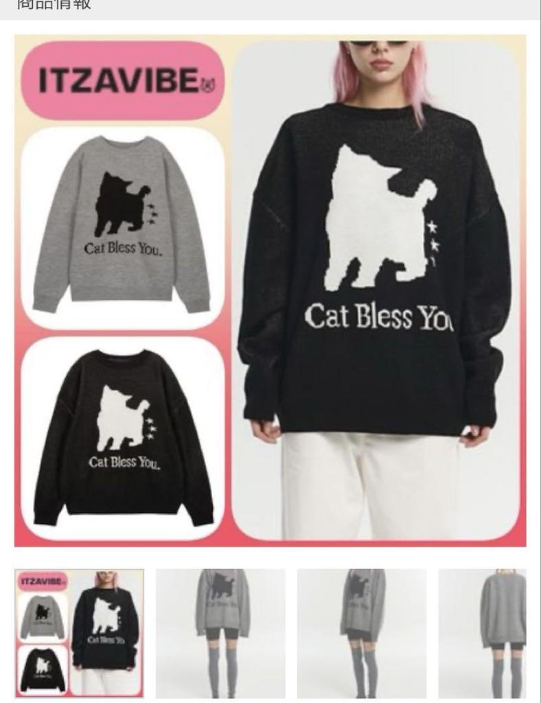 [USED] Stray Kids cat sweater worn by Reno, black
