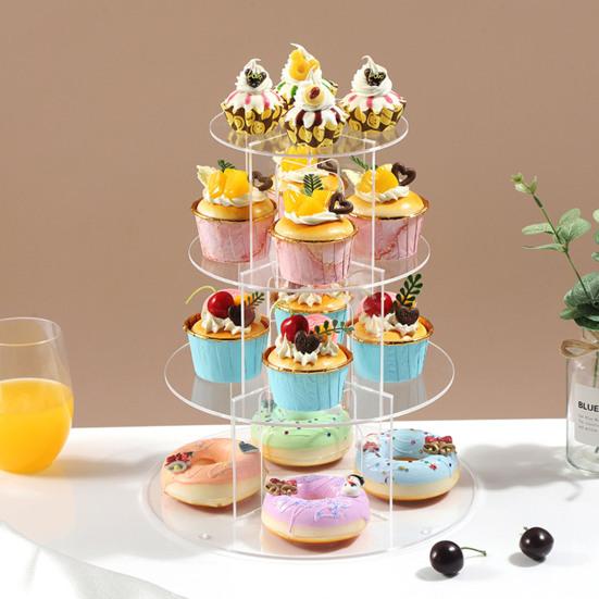 Round Cake Stand Transparent Multi-layer Simple Installation Acrylic Cupcake Dessert Stand Statue Display Shelf