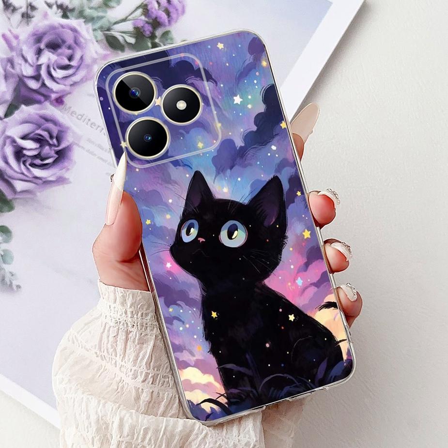 Für Realme Note 50 Hülle RMX3834 Niedliche Katze Bemalte Abdeckung Klare Silikon Weiche TPU Handyhülle Für Realme Note 50 Note50 Fundas Coque
