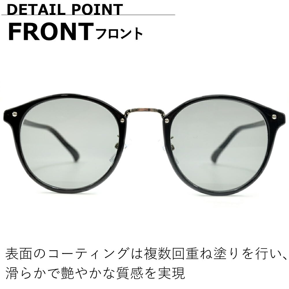 Sunglasses for Men and UV Fashion Boston Tinted Lightly [MERRY PLEASURE] Women, Protection, Glasses, Round, Style, Lenses, Colored, BLACK×Lt.BLUE