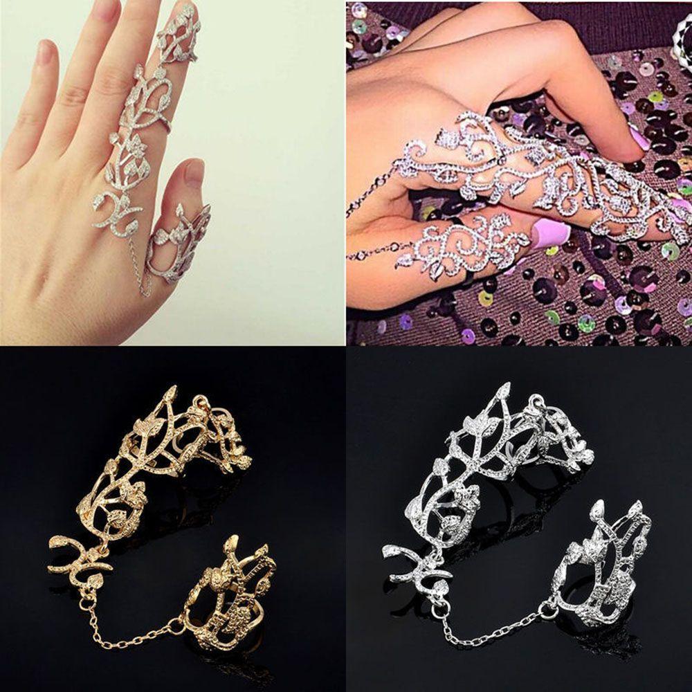Silver/Gold Punk Armor Double Ring Knuckle Gothic Full Finger