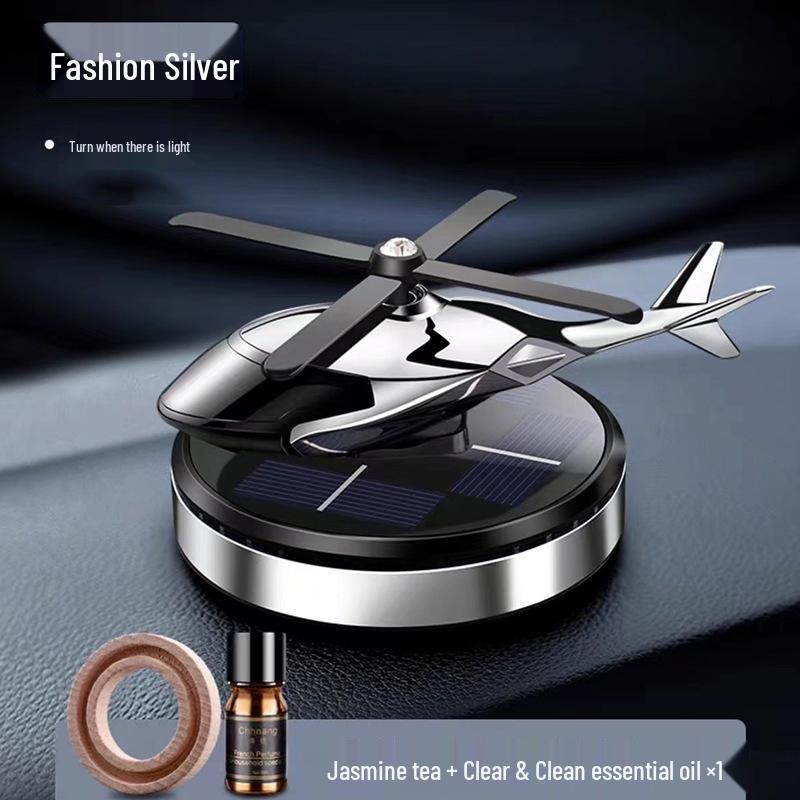 Solar-Powered Rotating Helicopter Car Air Freshener with Light Sensor