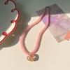 Pink Bead Pearl Heart Necklace