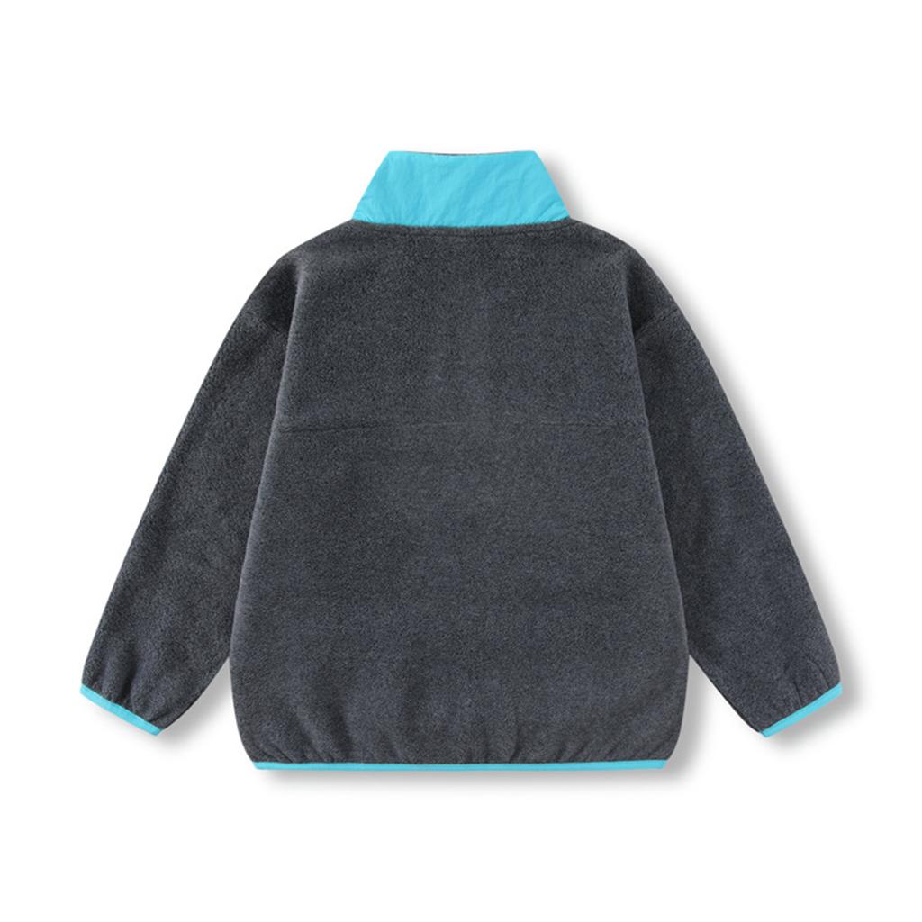 Kids Color Block Pullover Sweatshirt with Zipper and Mid High Collar, Loose Fit Casual Top