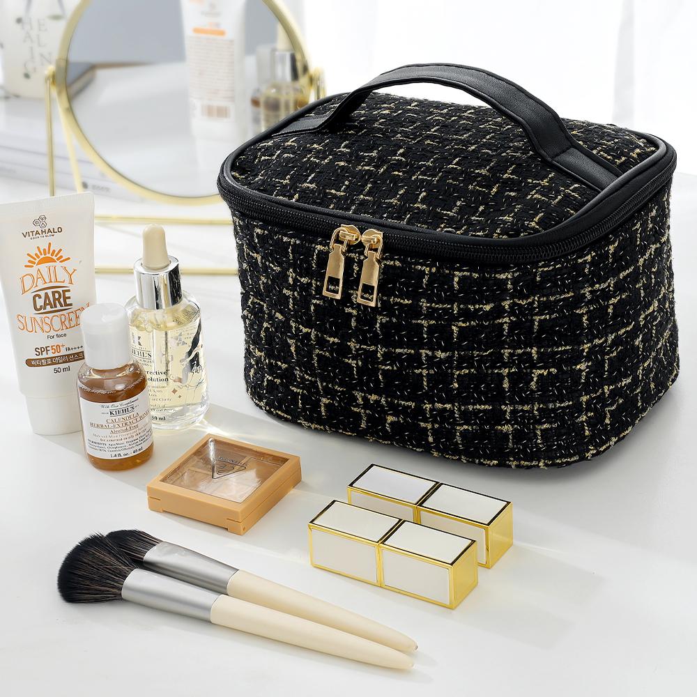 Comet Classic Tweed Large Capacity Cosmetic Pouch