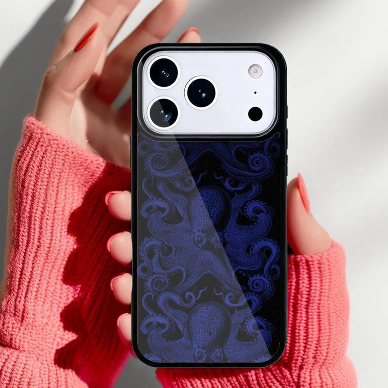Marine Life Ocean Octopus Print Phone Case for iPhone 17 16 15 14 13 Pro Max Back Cover for 12 11 Pro Coque