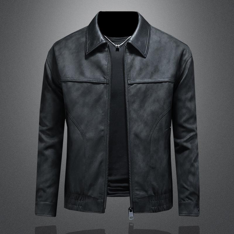 

2025 New Style Mens Leather Clothing Fashion Casual Slim Fit Leather Jacket Fashionable Outfit 56207 M чорний