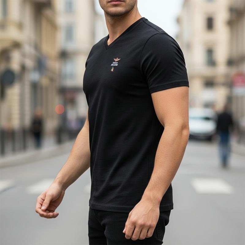 Aeronautica Militare Black T-Shirt Men' V-Neck T-Shirt Scoti006J508-34300