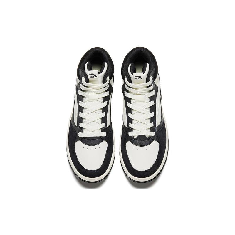 Anta Cushioning Wear-Resistant High-Top Skateboard Shoes Men's White Black Sneakers 912348081-3