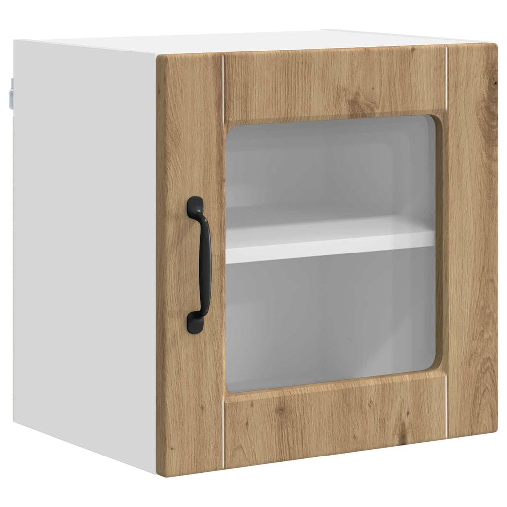 Wall Mounted Glass Cabinet PORTO 2 pcs Artisan Oak Finish 40 x 31 x 40 cm