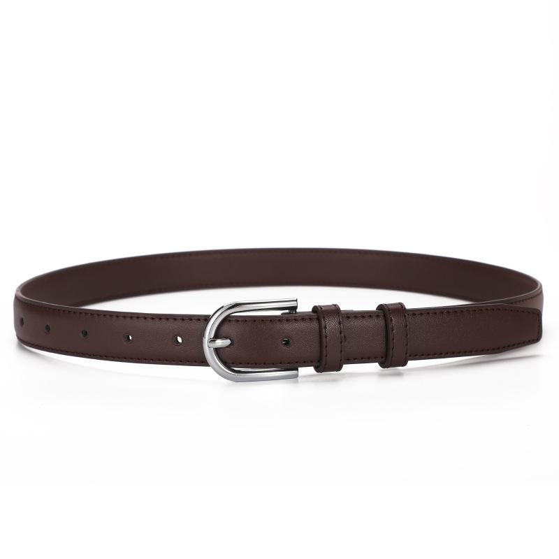 Women's Versatile Pin Buckle Leather Belt for Casual Pants and Dresses