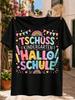 Goodbye Kindergarten Hello School German TextRainbow Pencils Bunting Stars and Hearts Colorful Unisex All T-Shirt