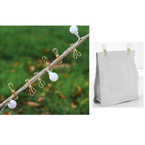 Bombinate Outdoor Tent Clips, Multifunctional Camping Gear, Durable Clips, Gold Tablecloth Clips, Wire Clips (Pack of 20, Gold, Small)