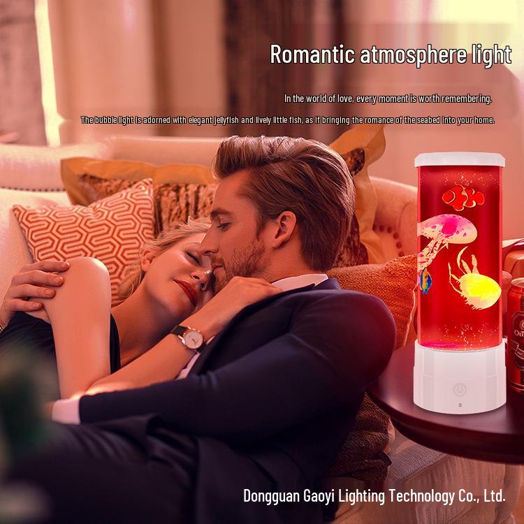 USB LED Jellyfish Night Light: Seven-Color Changing Fish Tank Lamp for Romantic Atmosphere