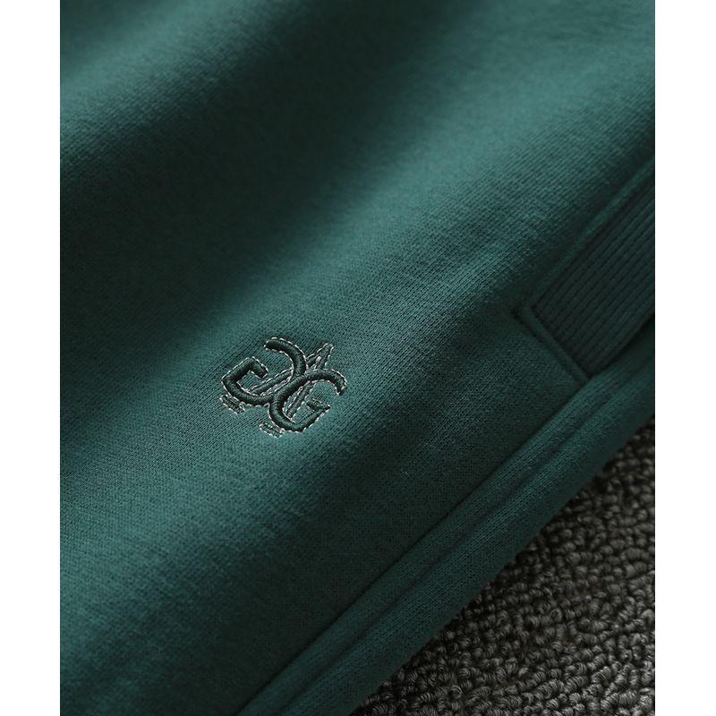 Retro Dark Green Winter Fleece-Lined Casual Slimming Sweatpants