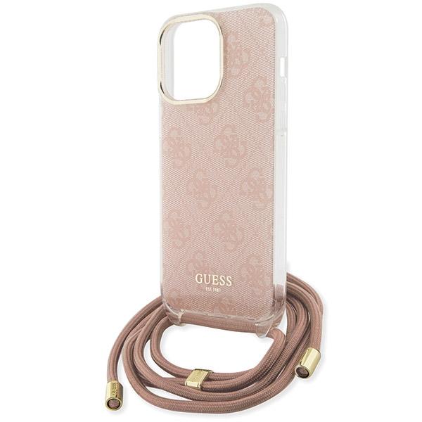 Guess Guhcp15Lhc4Sep Iphone 15 Pro 6.1Rosa/Pink Custodia Rigida Cordoncino a Tracolla Stampa 4G