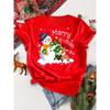 Women's Festive Christmas Snowman Print T-Shirt Women's Harajuku Sleeve Casual Clothing Street Tops Tees Aesthetic Clothes