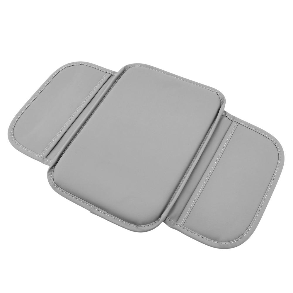 Universal Car Center Console Cover Leather Material Soft Cushion Leather Armrest Cover 2 Storage Bags Durable Protective Cushion