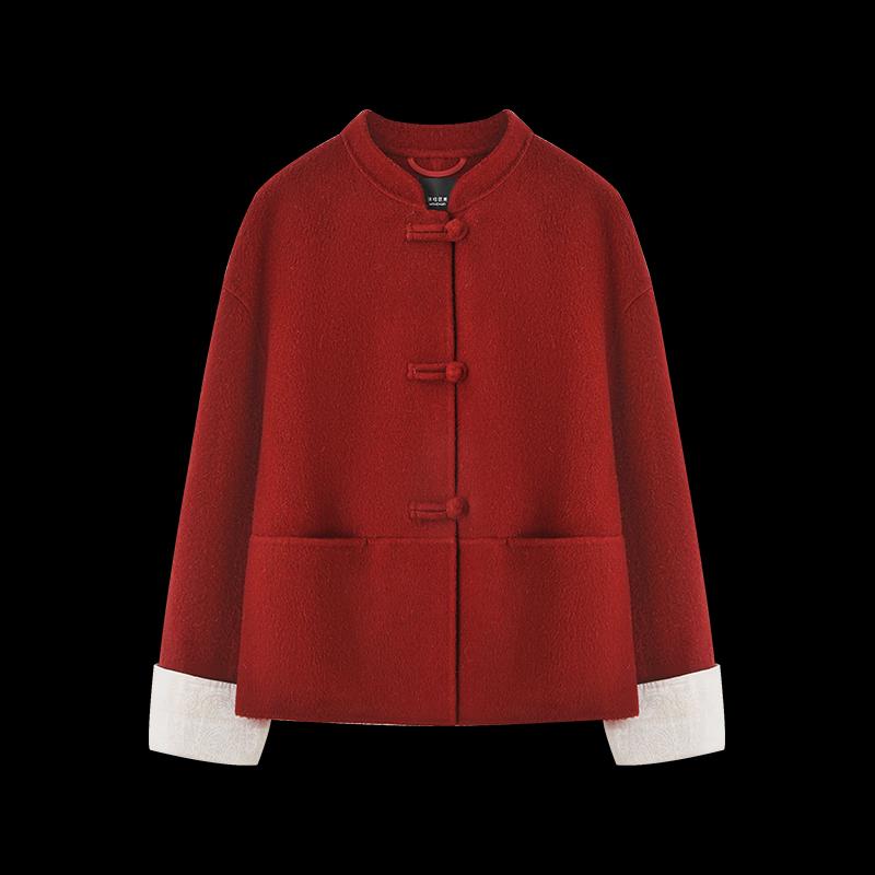 Dámský oboustranný vlněný kabát v novém čínském stylu