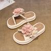 Platform-soled Flower Slippers Women's Summer Outer Wear Beach Shoes 2025 New Versatile Fashion One-word Drag Muffin Sandals