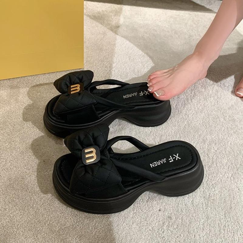 Fashion Summer Women's Slippers Designer Platform Slippers Fashion Bow One-Word Slipper 2025 New Casual Beach Slippers for Women Slides